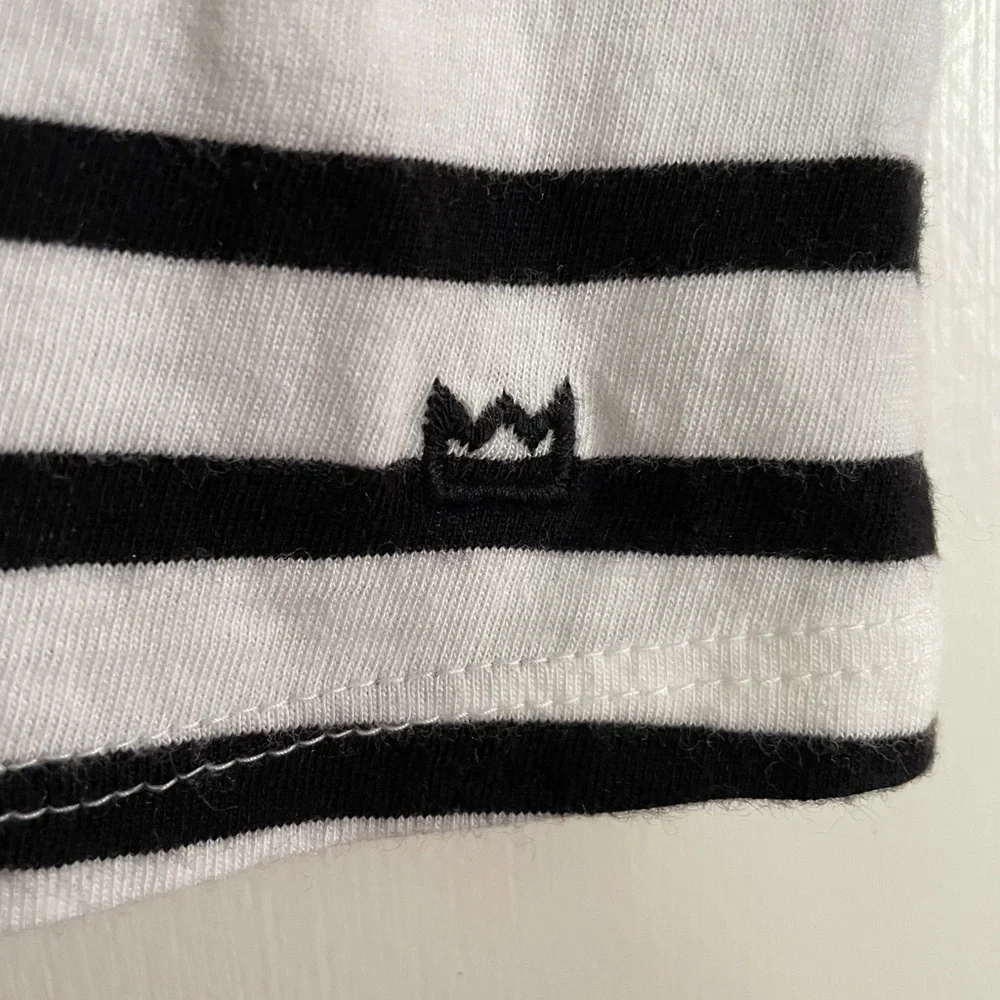 Crown & Ivy Black & White Striped Puff Shoulder Long Sleeve Turtleneck Size 2X